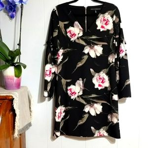 WHBM Bell Sleeve Floral V Neck Dress